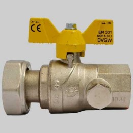 Valvola gas a sfera F/F con presa pressione dado girevole farfalla Alluminio - 1" X 1"1/4 G