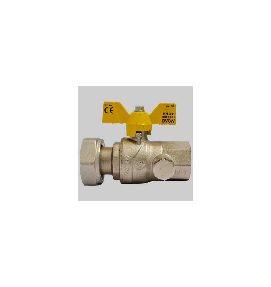 Valvola gas a sfera F/F con presa pressione dado girevole farfalla Alluminio - 1" X 1"1/4 G