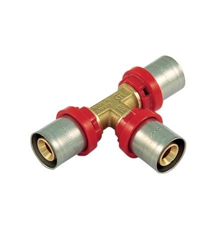 RACCORDO PRESS A T COMPACT PER MULTISTRATO 26 x 3,0 - 26 x 3,0 - 26 x 3,0