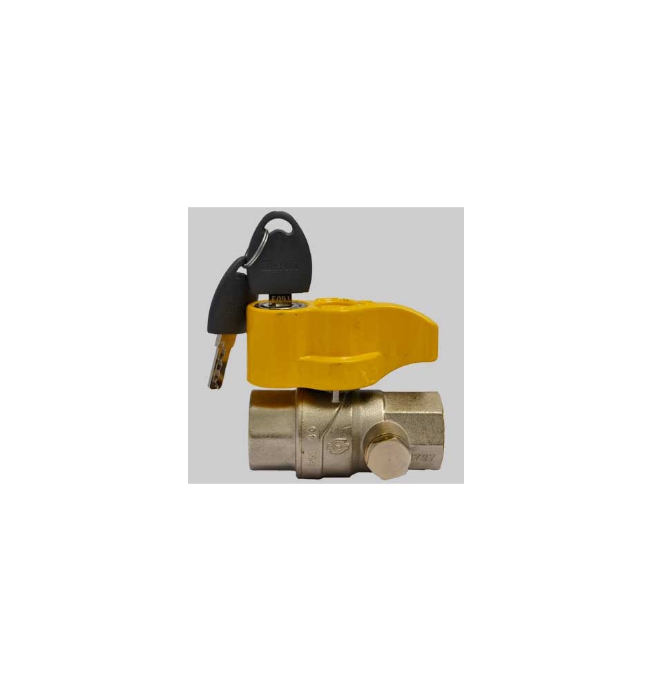 VALVOLA A SFERA DIRITTA CON PRESA PRESSIONE E CHIAVE - 3/4 F x 3/4 F