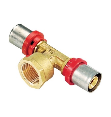 RACCORDO PRESS A T FEMMINA COMPACT PER MULTISTRATO 26 x 3,0 - 3/4" - 26 x 3,0