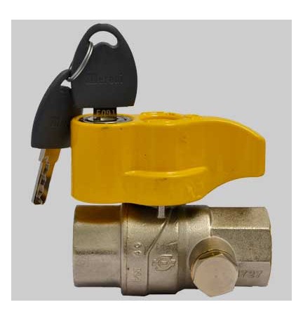 VALVOLA A SFERA DIRITTA CON PRESA PRESSIONE E CHIAVE - 1" F x 1" F