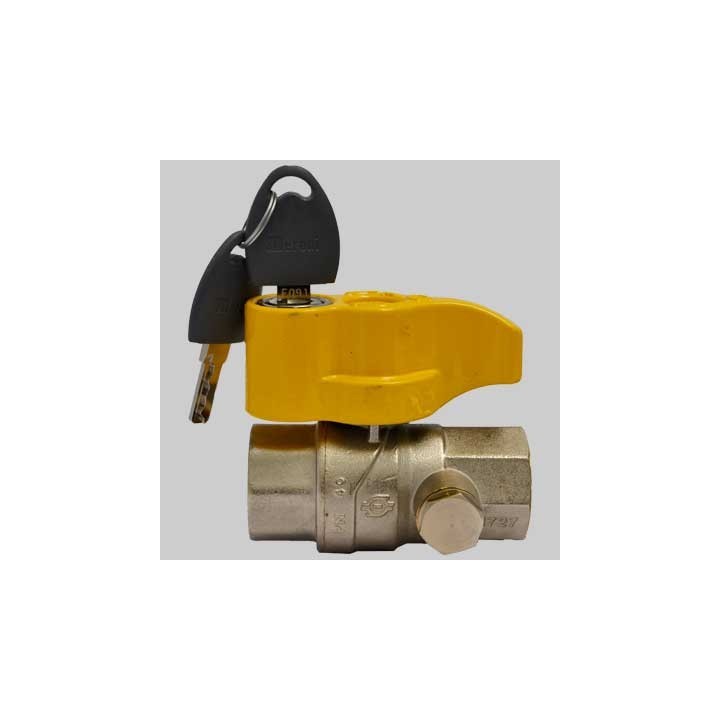 VALVOLA A SFERA DIRITTA CON PRESA PRESSIONE E CHIAVE - 1" F x 1" F