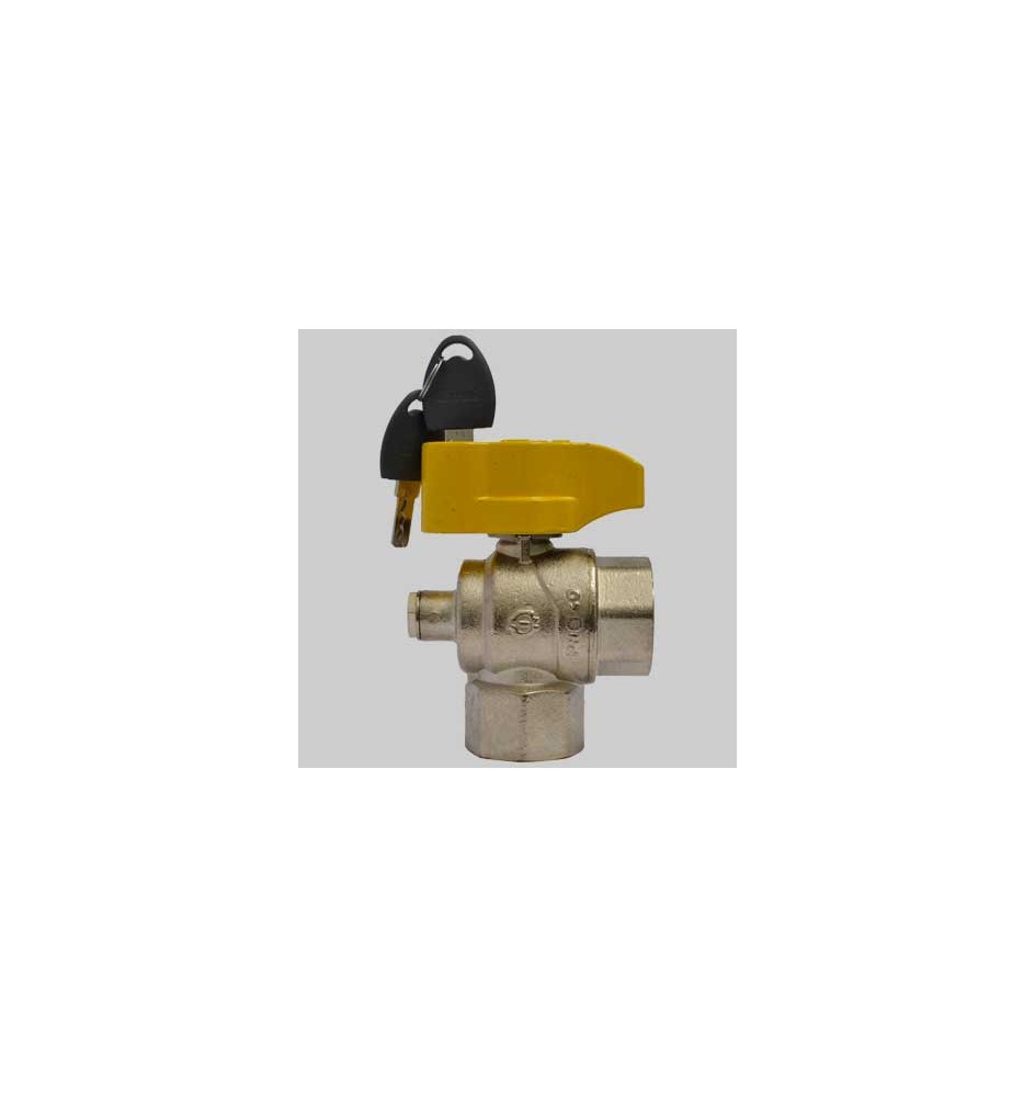 VALVOLA A SFERA SQUADRA CON PRESA PRESSIONE E CHIAVE - 3/4 F x 3/4 F