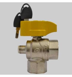 VALVOLA A SFERA SQUADRA CON PRESA PRESSIONE E CHIAVE - 1" F x 1" F