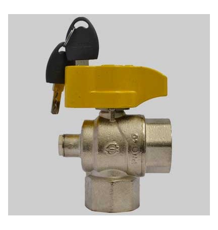 VALVOLA A SFERA SQUADRA CON PRESA PRESSIONE E CHIAVE - 1" F x 1" F