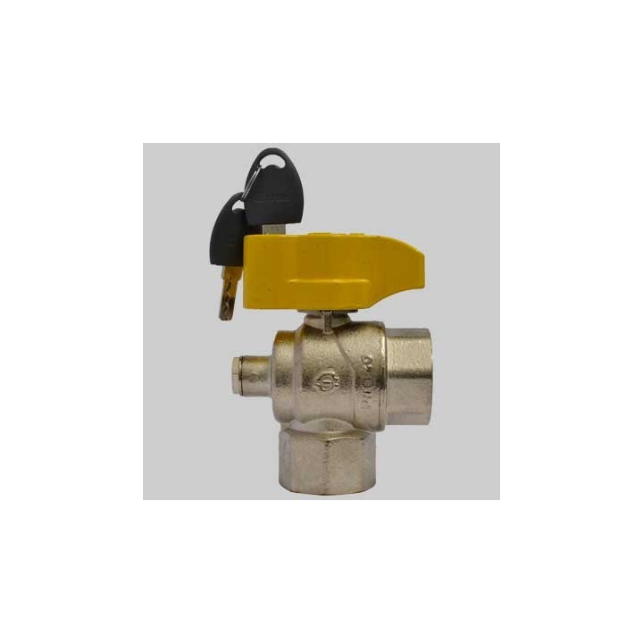 VALVOLA A SFERA SQUADRA CON PRESA PRESSIONE E CHIAVE - 1" F x 1" F
