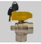 VALVOLA A SFERA SQUADRA CON PRESA PRESSIONE E CHIAVE - 1" F x 1" F