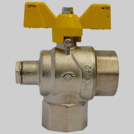 VALVOLA A SFERA SQUADRA CON PRESA PRESSIONE - 3/4 F x 3/4 F