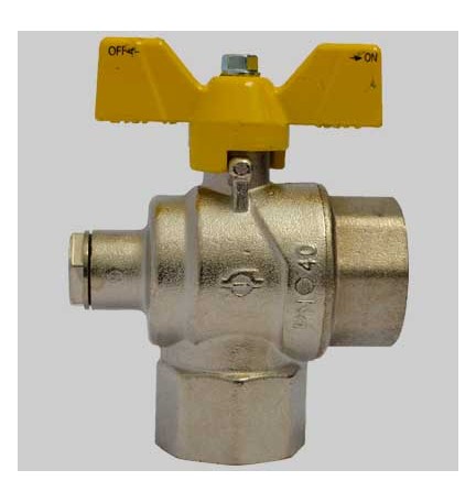 VALVOLA A SFERA SQUADRA CON PRESA PRESSIONE - 3/4 F x 3/4 F