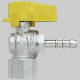 RUBINETTO A SQUADRO GAS FEMMINA PORTA GOMMA - 1/2 x 9