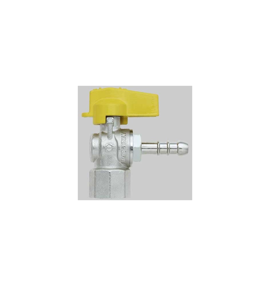 RUBINETTO A SQUADRO GAS FEMMINA PORTA GOMMA - 1/2 x 9