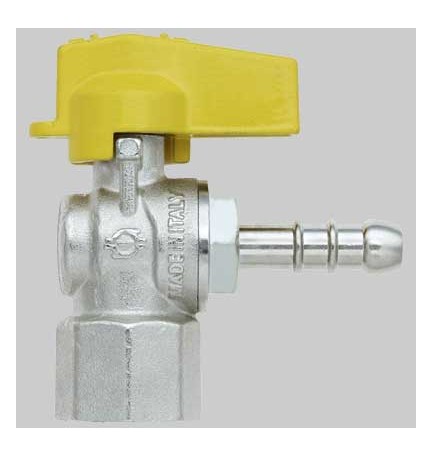 RUBINETTO A SQUADRO GAS FEMMINA PORTA GOMMA - 1/2 x 9