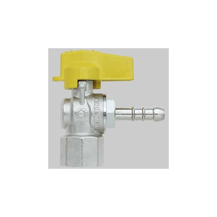 RUBINETTO A SQUADRO GAS FEMMINA PORTA GOMMA - 1/2 x 9