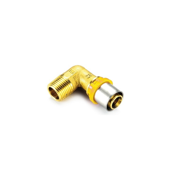 RACCORDO PER MULTISTRATO GAS CURVO MASCHIO 16 x 1/2"