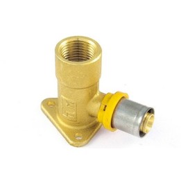 RACCORDO PER MULTISTRATO GAS CURVO FEMMINA CON FLANGIA 3 FORI 16 x 1/2"