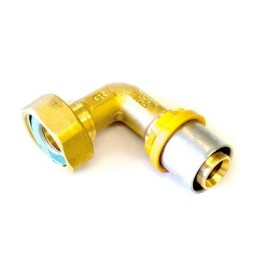 RACCORDO PER MULTISTRATO GAS CURVO CON GIRELLO E GUARNIZIONE PIANA 16 x 3/4"