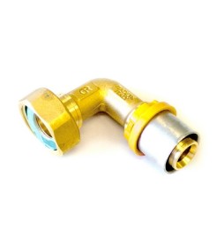 RACCORDO PER MULTISTRATO GAS CURVO CON GIRELLO E GUARNIZIONE PIANA 16 x 3/4"