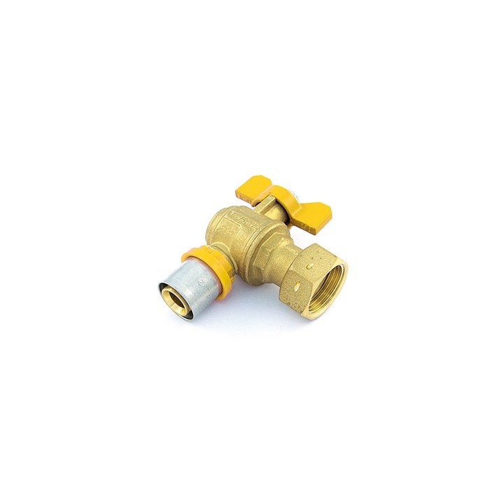 VALVOLA A SFERA PER MULTISTRATO GAS A SQUADRA CON LEVA E GIRELLO FOLLE 20 x 3/4"