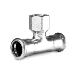 TI CON DERIVAZIONE FILETTO F A PRESSARE IN ACCIAIO CARBONIO 1/2" x 42 x 42