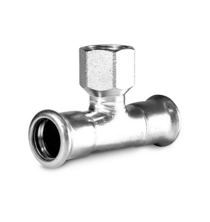 TI CON DERIVAZIONE FILETTO F A PRESSARE IN ACCIAIO CARBONIO 1/2 x 54