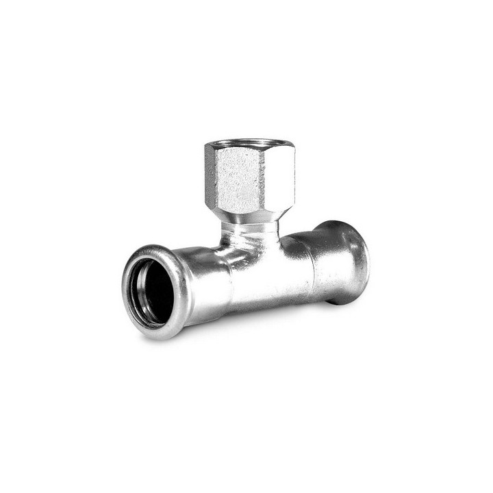 TI CON DERIVAZIONE FILETTO F A PRESSARE IN ACCIAIO CARBONIO 3/4" x 22 x 22