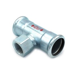 T CON DERIVAZIONE FILETTO F A PRESSARE IN ACCIAIO CARBONIO STEEL PRES 1/2 x 22 x 22