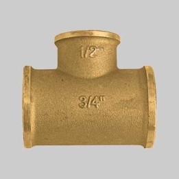 RACCORDO A TEE RIDOTTO AL CENTRO OTTONE GIALLO - 1/2 x 3/8 x 1/2