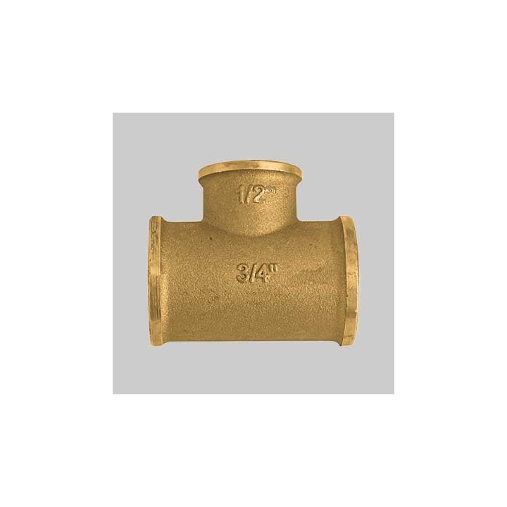 RACCORDO A TEE RIDOTTO AL CENTRO OTTONE GIALLO - 3/4 x 1/2 x 3/4