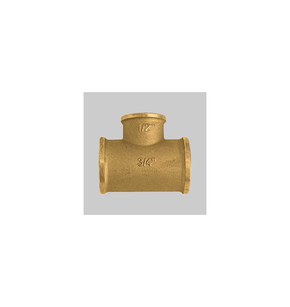 RACCORDO A TEE RIDOTTO AL CENTRO OTTONE GIALLO - 1" x 1/2 x 1"