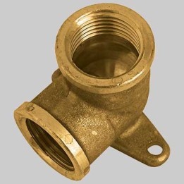 GOMITO CON FLANGIA F/F OTTONE GIALLO - 1/2 x 1/2