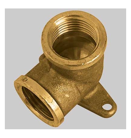 GOMITO CON FLANGIA F/F OTTONE GIALLO - 1/2 x 1/2
