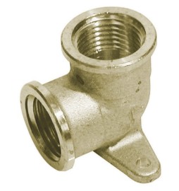 GOMITO A 90° FF CON FLANGIA IN OTTONE GIALLO Diam. 1/2