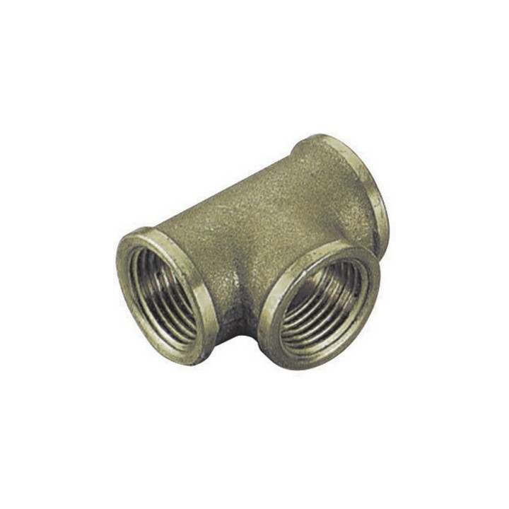 TEE FF IN OTTONE GIALLO T 1" x 1/2 x 1"