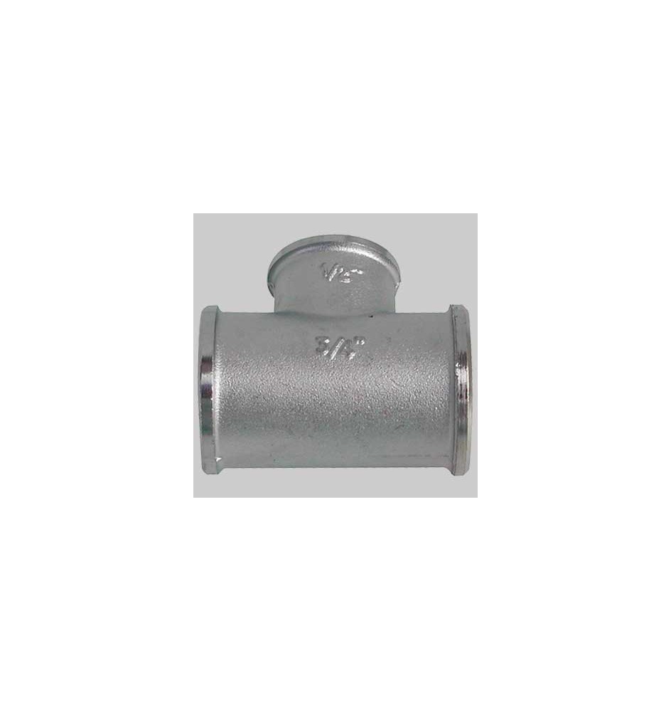 RACCORDO A TEE DIRITTO RIDOTTO OTTONE NICHELATO - 1" x 3/4 x 1"