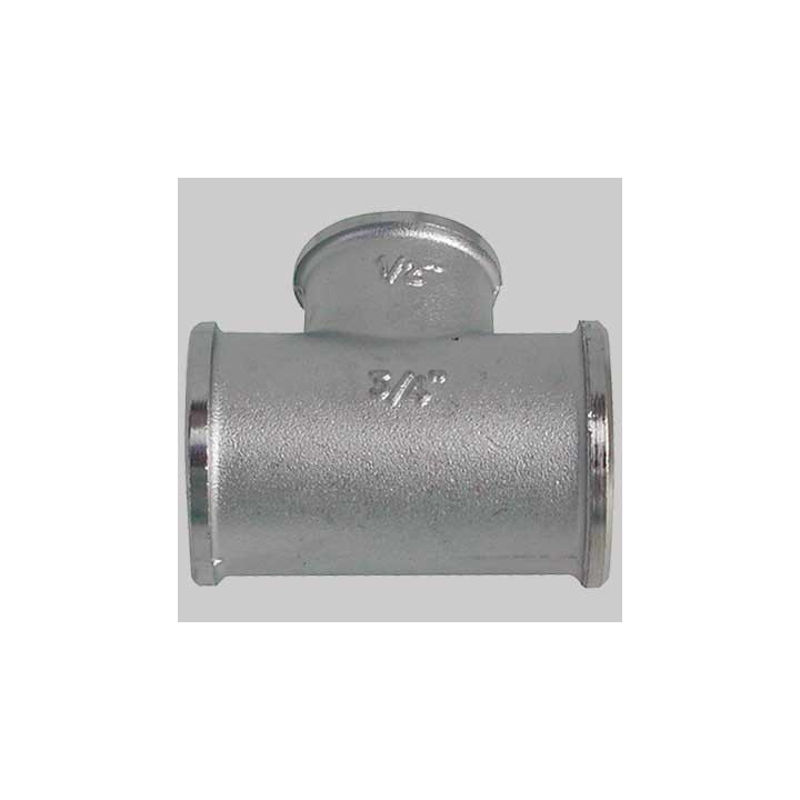 RACCORDO A TEE DIRITTO RIDOTTO OTTONE NICHELATO - 1" x 3/4 x 1"