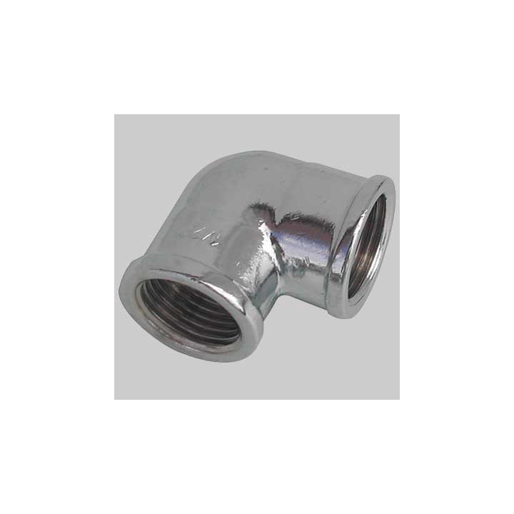 GOMITO FEMMINA/FEMMINA OTTONE CROMATO - 1" x 1"