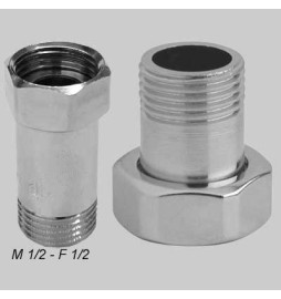 CODOLO OTTONE CROMATO DADO GIREVOLE - M 3/8 - F 1/2