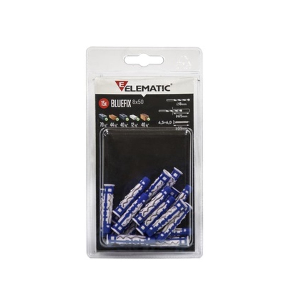 ELEMATIC BLISTER TASSELLO BLUEFIX 8X50 VITE 10+10 PZ