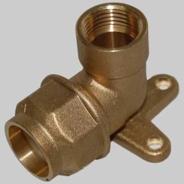 RACCORDO A GOMITO FEMMINA CON STAFFA ANELLO RESINA - 20 x 1/2