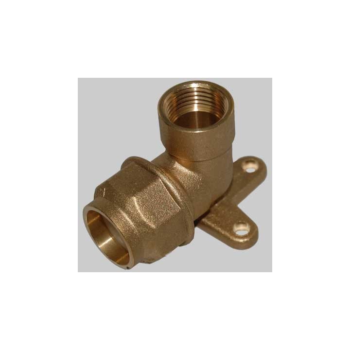 RACCORDO A GOMITO FEMMINA CON STAFFA ANELLO RESINA - 20 x 1/2