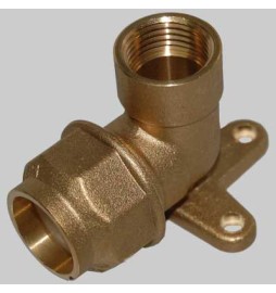 RACCORDO A GOMITO FEMMINA CON STAFFA ANELLO RESINA - 25 x 3/4