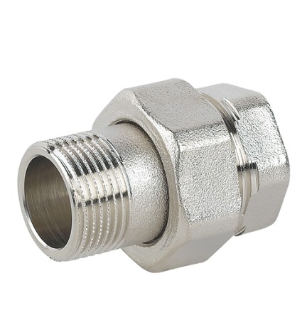 RACCORDO DIRITTO 3 PZ MF SEDE PIANA IN OTTONE NICHELATO C/GUARNIZIONE 1/2"