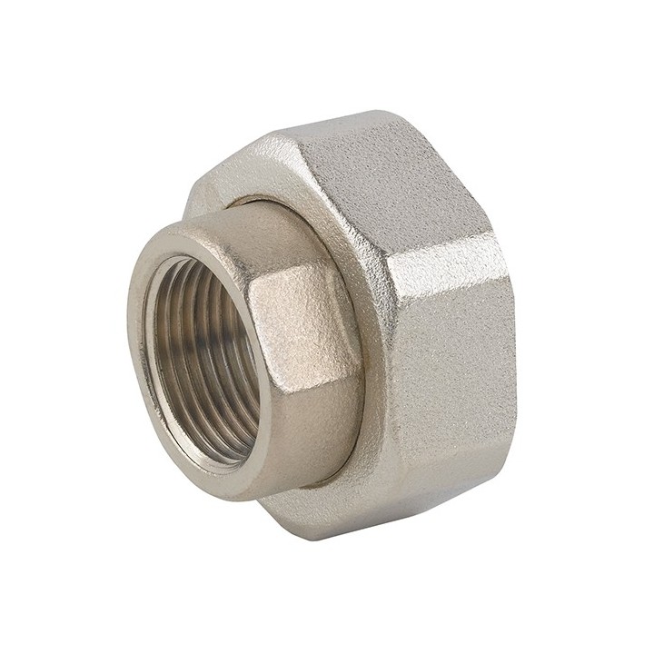 RACCORDO IN 2 PZ FF PER POMPA IN OTTONE NICHELATO CON GUARNIZIONE 1/2" x 1"