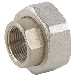 RACCORDO IN 2 PZ FF PER POMPA IN OTTONE NICHELATO CON GUARNIZIONE 1" x 1"1/2