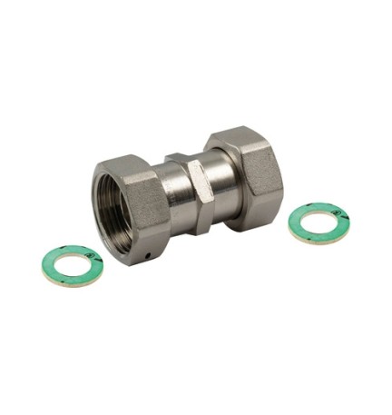 RACCORDO DIRITTO FF CON GIRELLO E GUARNIZIONE PIANA 1/2 x 1/2