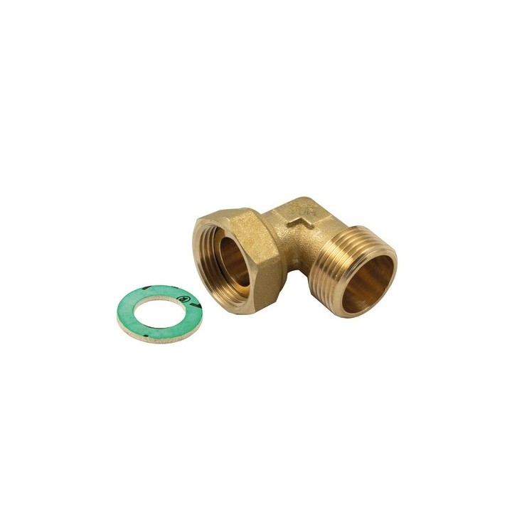 RACCORDO CURVO M-F CON GIRELLO E GUARNIZIONE PIANA 3/4x1"