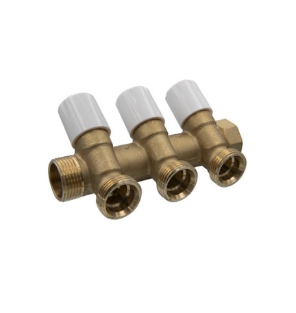 COLLETTORE DI DISTRIBUZIONE CON VITONI DI CHIUSURA 3/4 EUROCONO 1" x 3/4" 2 Vie