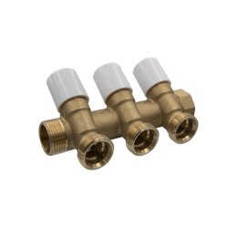 COLLETTORE DI DISTRIBUZIONE CON VITONI DI CHIUSURA 3/4 EUROCONO 1" x 3/4" 4 Vie