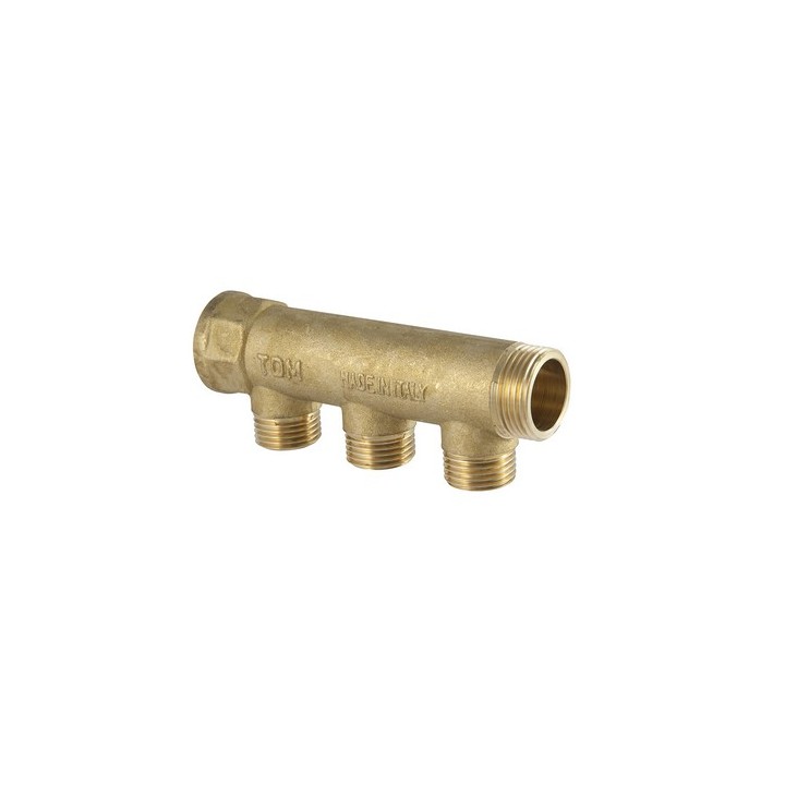 COLLETTORE LINEARE IN OTTONE GIALLO USCITA 3/4 EUROCONO 1" x 3/4 3 Vie